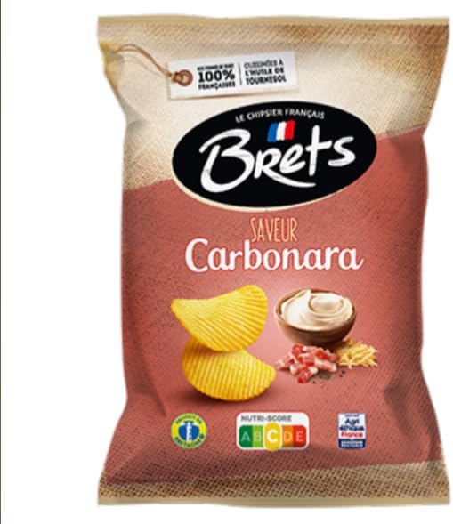 PATATAS FRITAS BRETS onduladas Carbonara 125 G LOTE DE 4