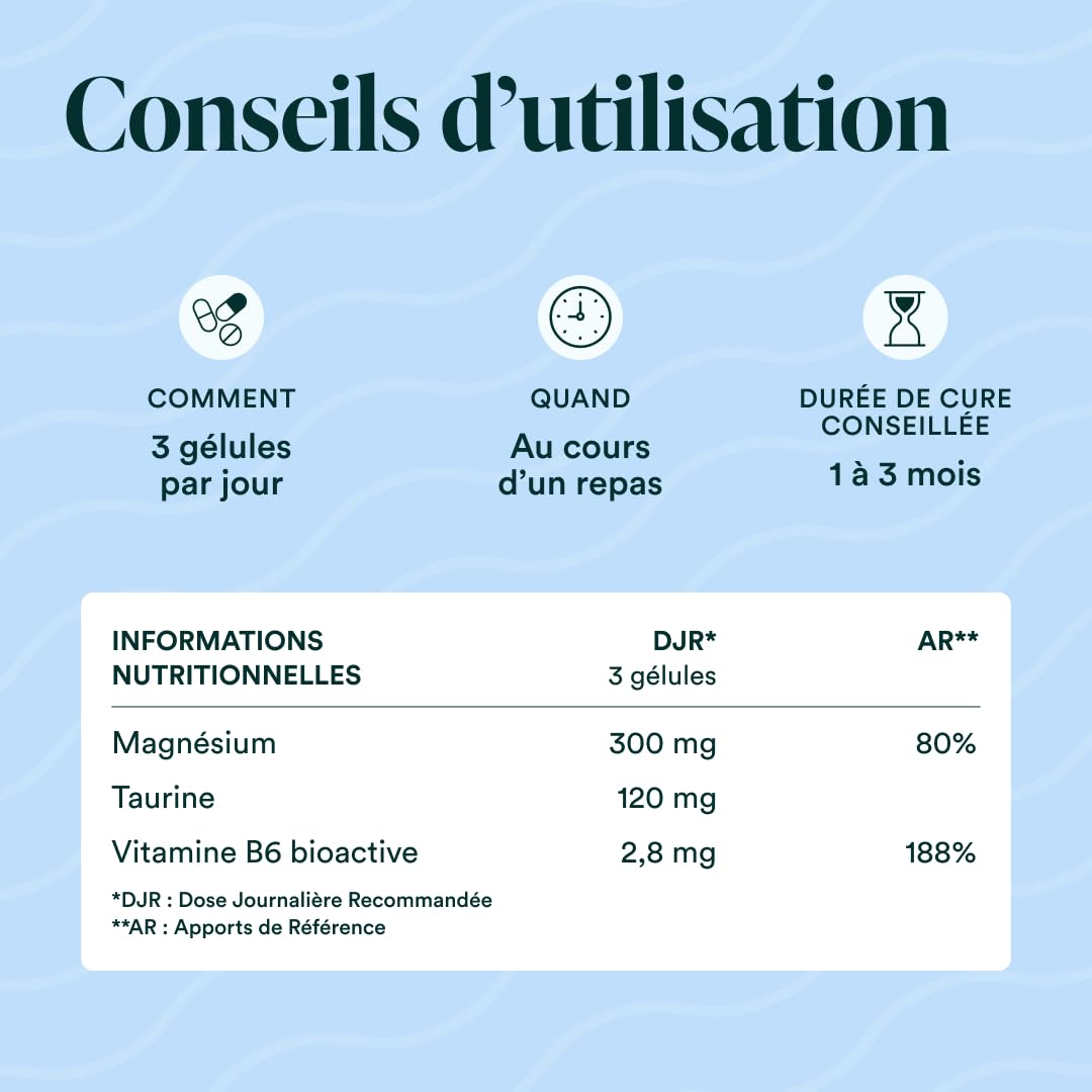 NOVOMA Magnésium Bisglycinate 300 mg + Taurine & Vitamine B6 - Fatigue et Système Nerveux - 60 gélules pour 20 jours - Magnésium Haute Absorption - Fabriqué en France