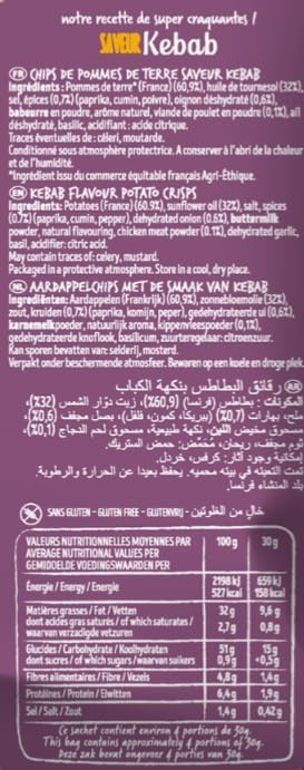CHIPS BRETS ondulées saveur eur Chips Brets ondulées saveur Kebab - 125 G LOT DE 4