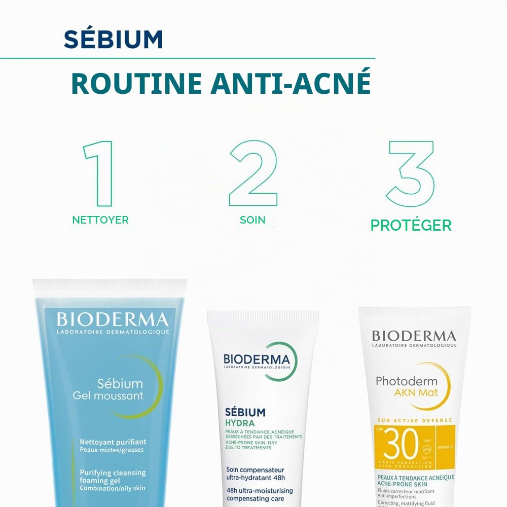 SÉBIUM Gel moussant 200ml | Nettoie et purifie en douceur – Limite la sécrétion du sébum | Peaux sensibles mixtes à grasses