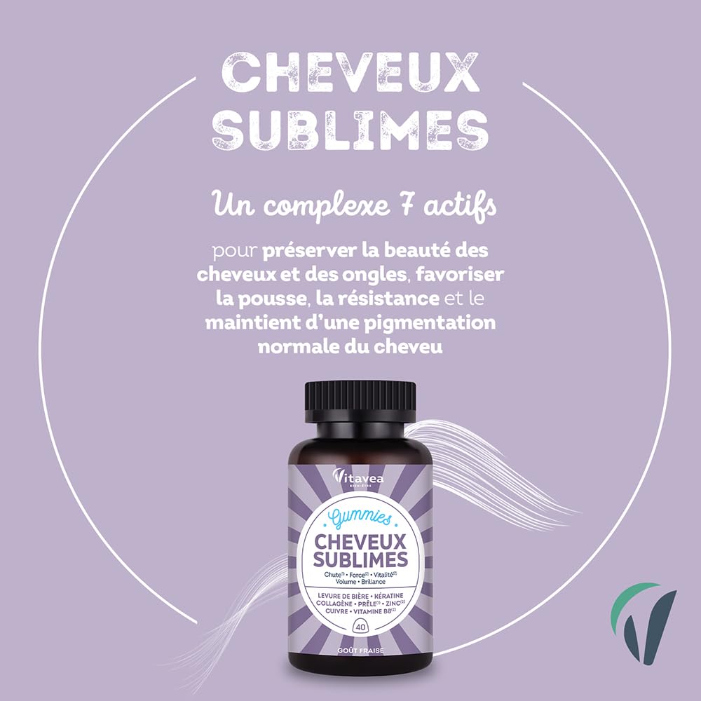 VITAVEA BIEN-ETRE - Gummies Belle Peau - Acide hyaluronique, Vitamine C, Vitamine E, Zinc et Immortelle d'Italie - Triple action : Antioxydant, éclat, souplesse de la peau - 30 Gummies - Goût pêche
