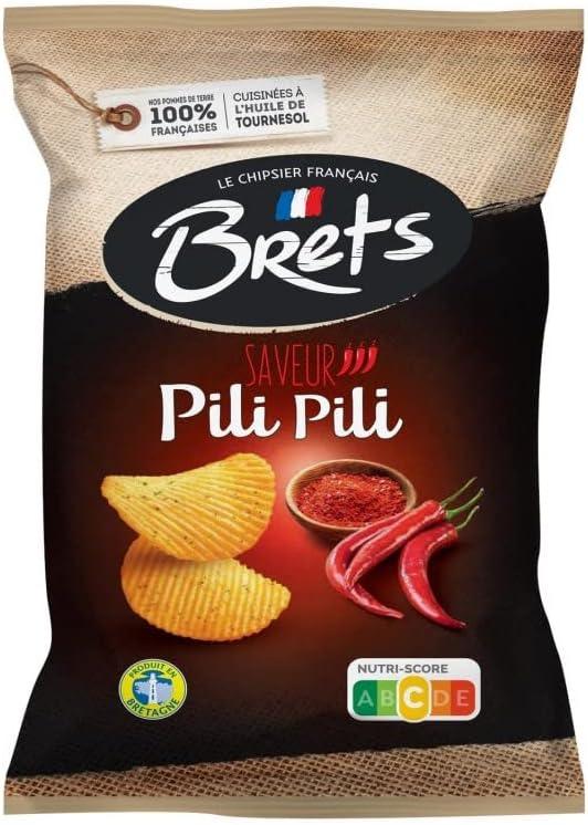 CHIPS AROMATISÉES ONDULÉES SAVEUR PILI PILI 125G, BRET'S, LOT DE 4