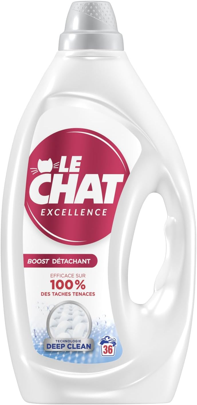 LE CHAT Lessive Liquide Excellence Boost Détachant - 36 lavages -  Lot de 2