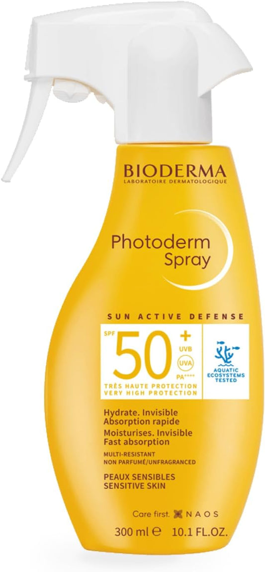 BIODERMA Photoderm Spray SPF50+ Crème solaire très haute protection - Peaux sensibles - Hydratation longue durée - Vaporisateur 300 ml