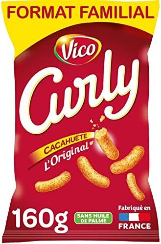 CURLY CACAHUÈTE FORMAT FAMILIAL 160G, VICO, LOT DE 5