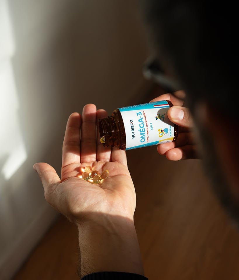NUTRI&CO Omega 3 Huile de Poisson EPAX® EPA DHA | Cerveau Vision | 120 Caps
