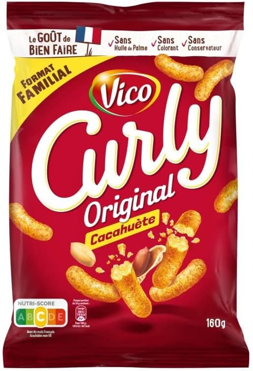 CURLY CACAHUETE FORMATO FAMILIAR 160G, VICO, LOTE DE 5