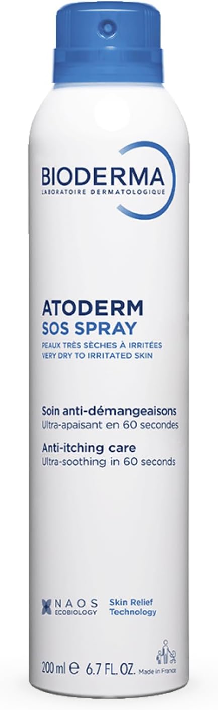 BIODERMA Atoderm SOS spray - Anti-démangeaisons et apaisement immédiat - Peaux sensibles irritées sèches à très sèches - Prescrit par des dermatologues - Pour toute la famille - Aérosol 200 ml