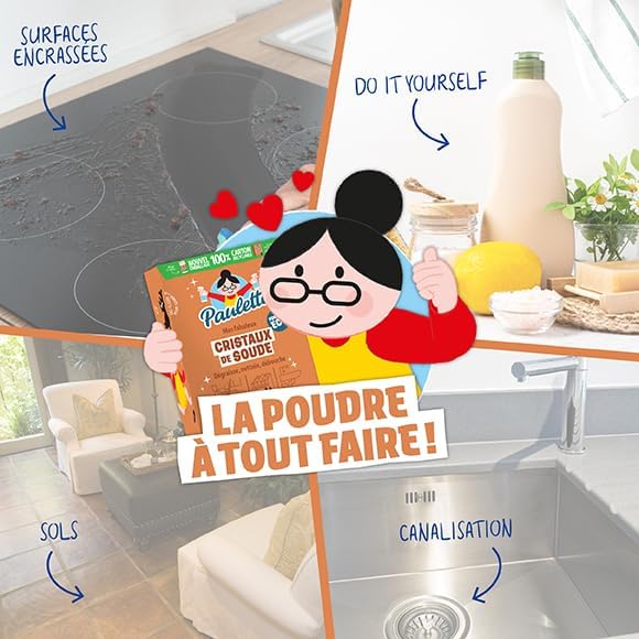 Paulette - Cristaux de Soude - Nettoyant Multi-Usage Dégraissant - 1kg