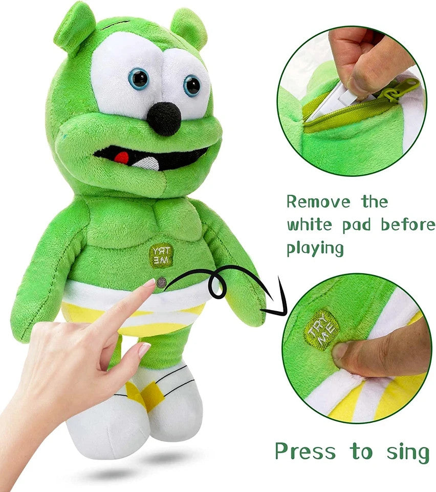 NEW Gummy Bear Plush Green Singing Bear Toy Christmas Celebration Props Toys