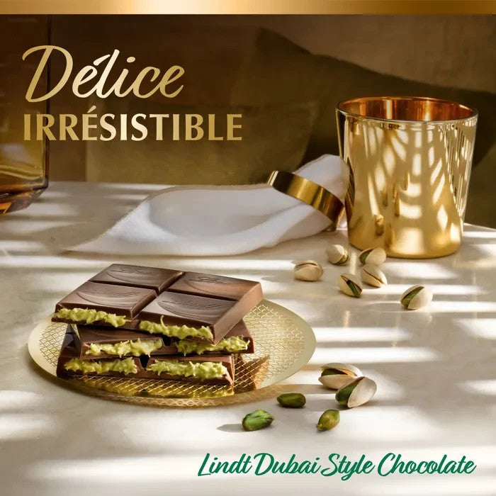 Lindt Dubaï Style tablette de chocolat Lait 150 g | Pistache & Kadayif | Dubai