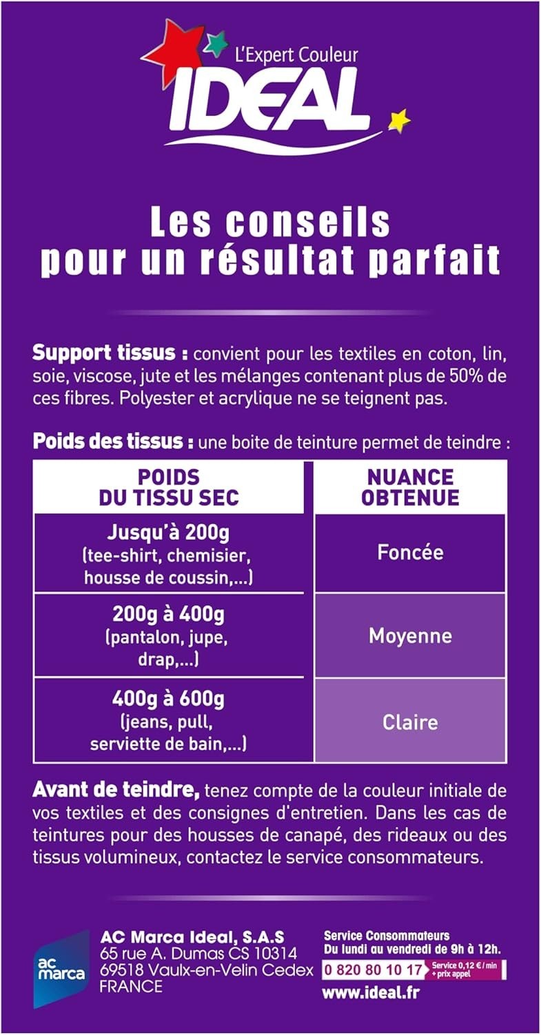 Ideal Teinture Textile Tout en un 230 g violet - colorant raviveur de couleur