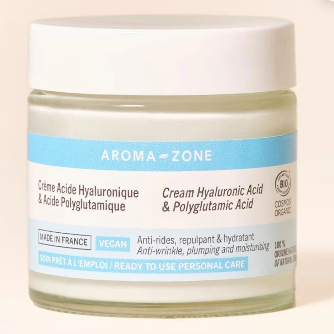 Aroma zone Crème Acide Hyaluronique & Acide Polyglutamique 50ml hydratation 48h!