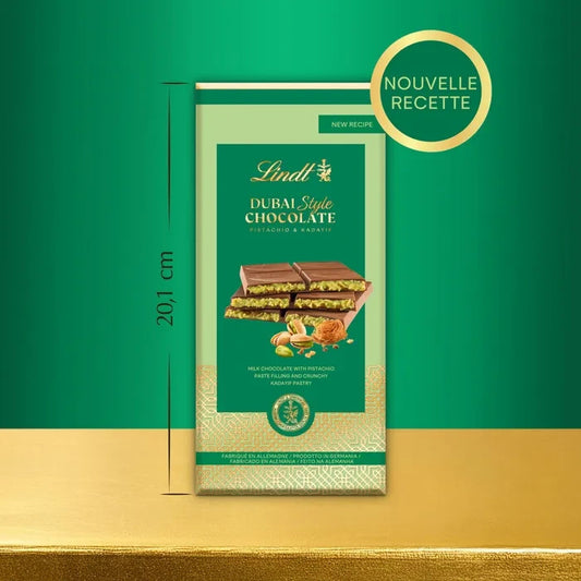 Lindt Dubaï Style tablette de chocolat Lait 150 g | Pistache & Kadayif | Dubai