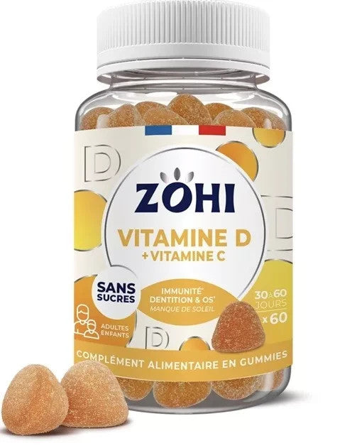 Complément alimentaire gommes ZOHI vitamine D + vitamine C (60)