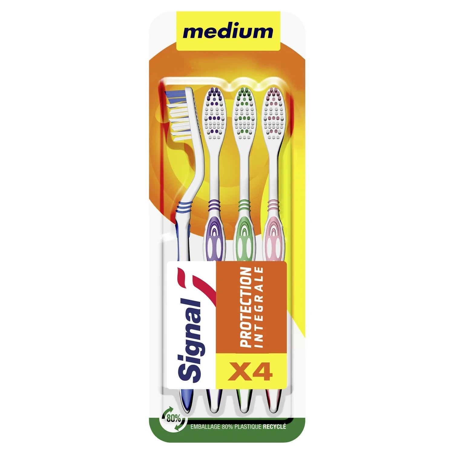 Brosse à dents Médium Protection Intégrale SIGNAL le lot de 4 brosses à dents
