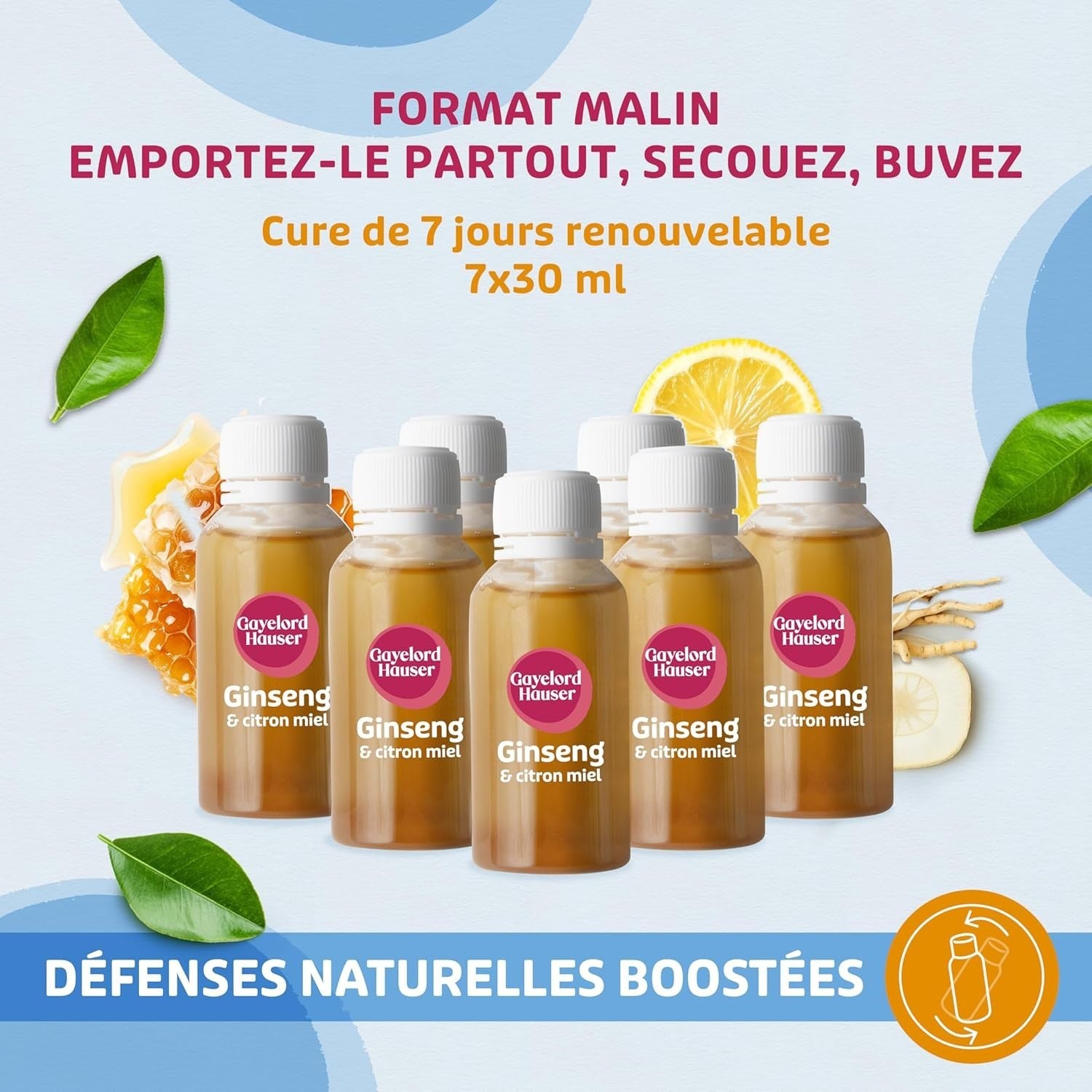 GAYELORD HAUSER B6 et zinc shot ginseng et citron miel immunité + force FRANCE