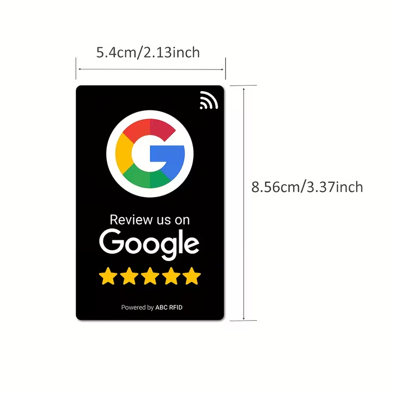 Carte société avis google NFC facile Compatible iPhone et Android commerce noir