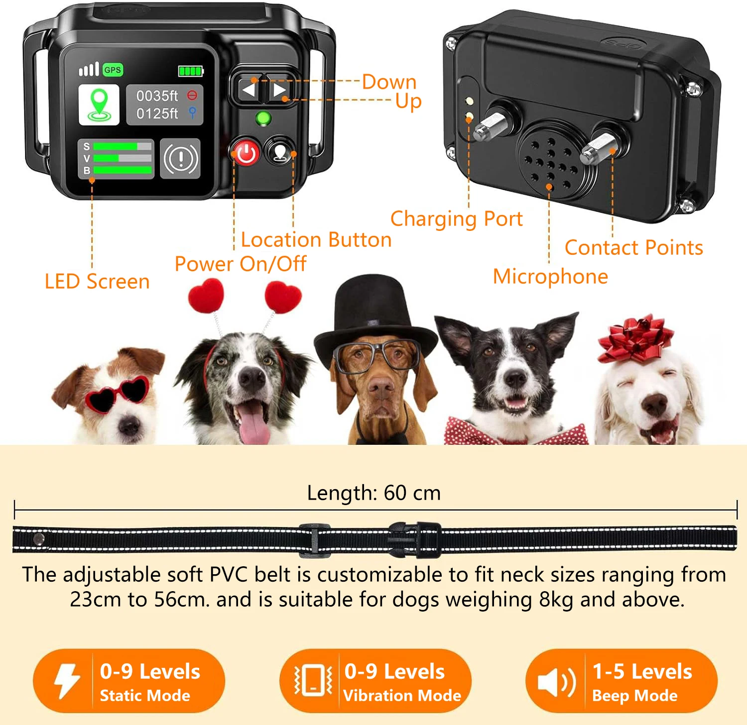 GPS Wireless Dog Fence System Rechargeable Waterproof Training Collar