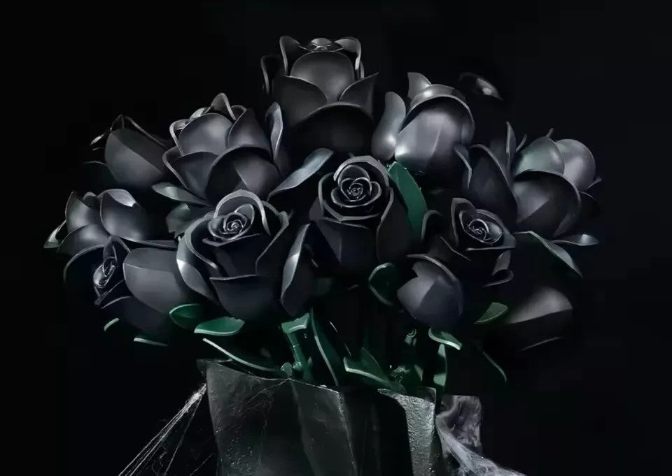 Jeux Assemblage Décoration Fleurs 12  Roses Noires , Jeux Adultes Et Enfant