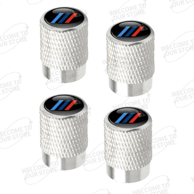 4x Capuchons Bouchons de Valve de Pneu BMW Alu Noir Argent Rouge bleu