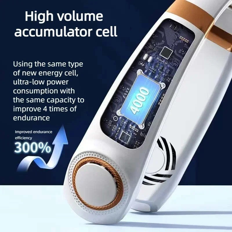 Neck Fan Rechargeable 8000mAh LED Display 360° Cooling Airflow Mini Conditioner