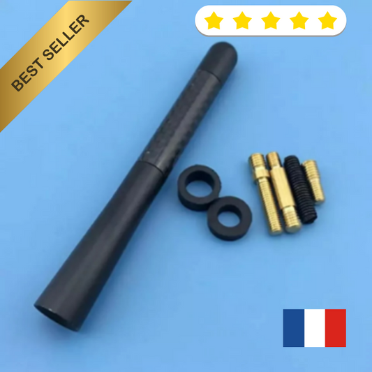 Antenne fibre de carbone am fm courte 12cm + vis pour radio dab voiture