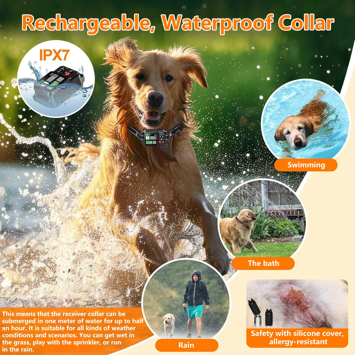 GPS Wireless Dog Fence System Rechargeable Waterproof Training Collar