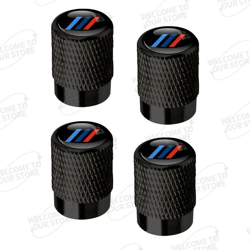 4x Capuchons Bouchons de Valve de Pneu BMW Alu Noir Argent Rouge bleu