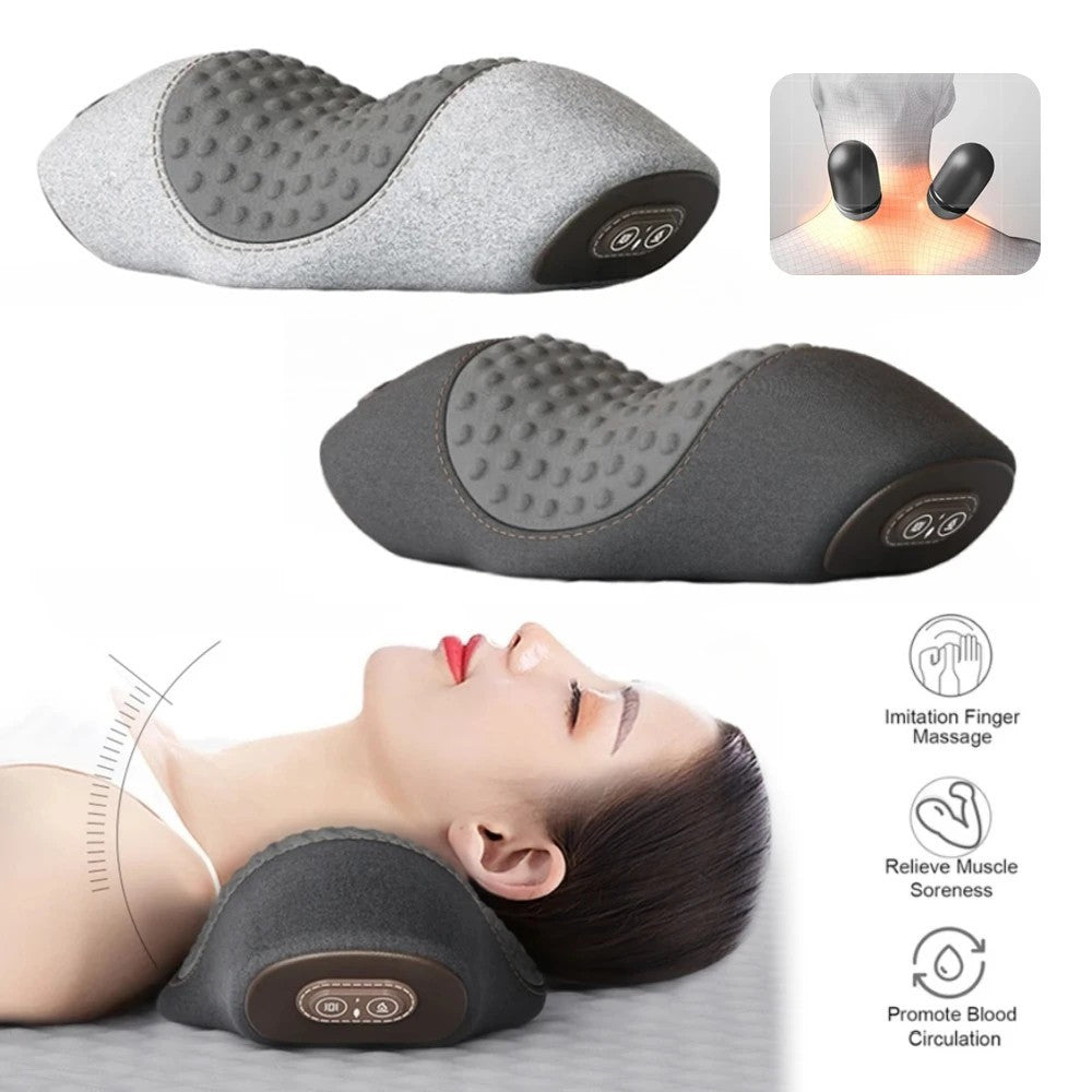 3-In-1 Neck Massager Pillow With Vibration Heating Traction Therapy Pain Relief