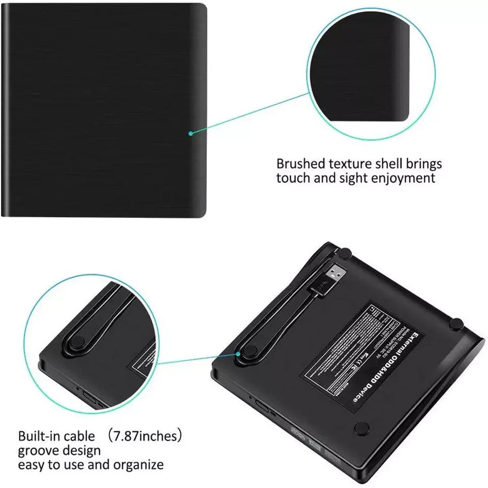 Graveur DVD-R Externe Lecteur CD-RW DVD USB 3.0 CD-ROM Portable Noir Neuf FR 