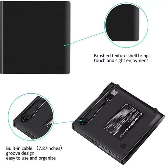 Graveur DVD-R Externe Lecteur CD-RW DVD USB 3.0 CD-ROM Portable Noir Neuf FR 