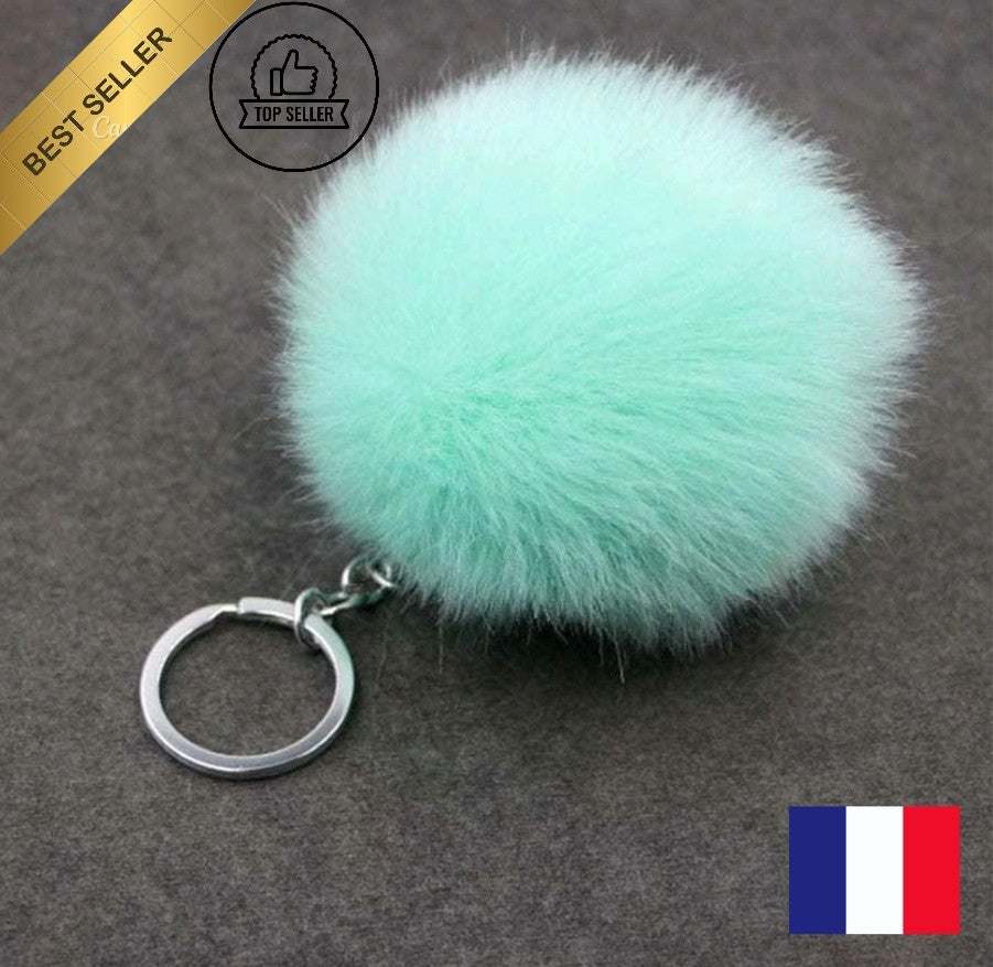 Porte Clé Bijoux Sac Pompon Doux Fourrure Femme Mode Idée Cadeau Voiture Fille