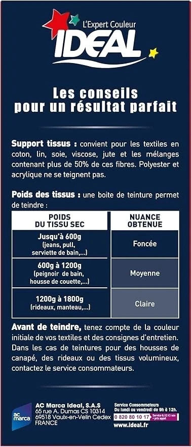 Ideal Teinture Textile Tout en un 230 g Bleu Marine - colorant pour vêtements