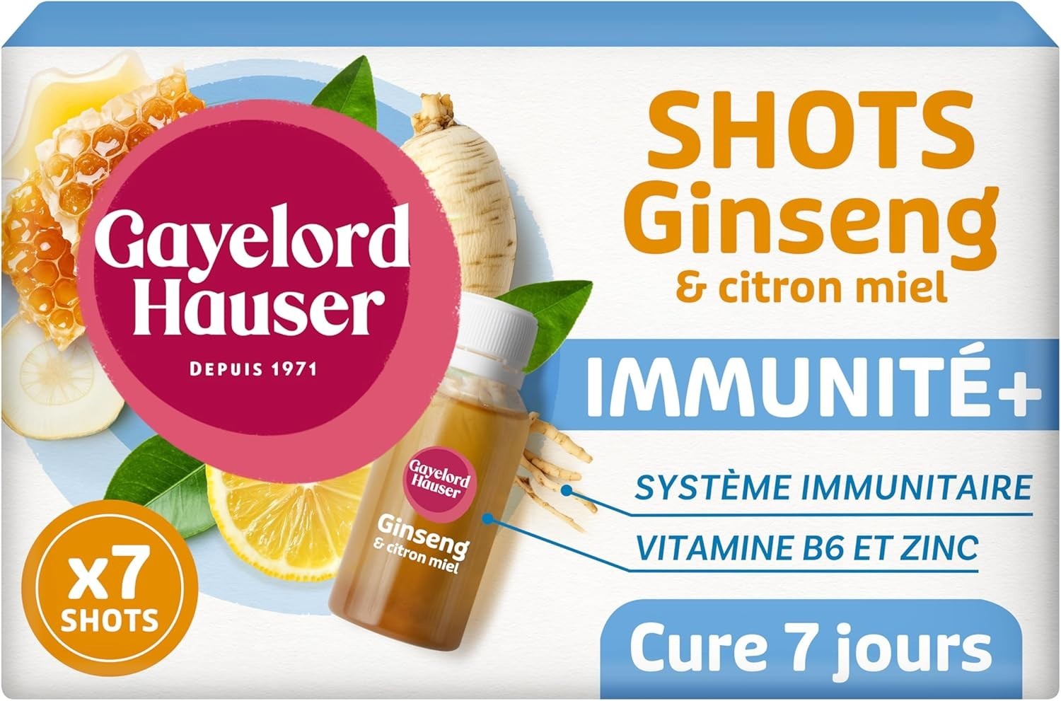 GAYELORD HAUSER B6 et zinc shot ginseng et citron miel immunité + force FRANCE