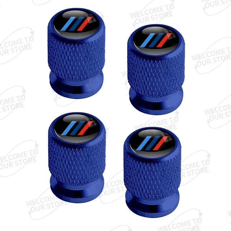 4x Capuchons Bouchons de Valve de Pneu BMW Alu Noir Argent Rouge bleu