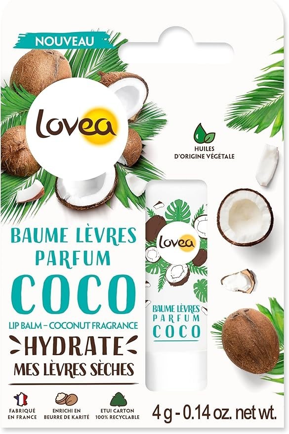 LOVEA - Baume À Lèvres - Parfum noix de coco - Apaise, Nourrit & Adoucit