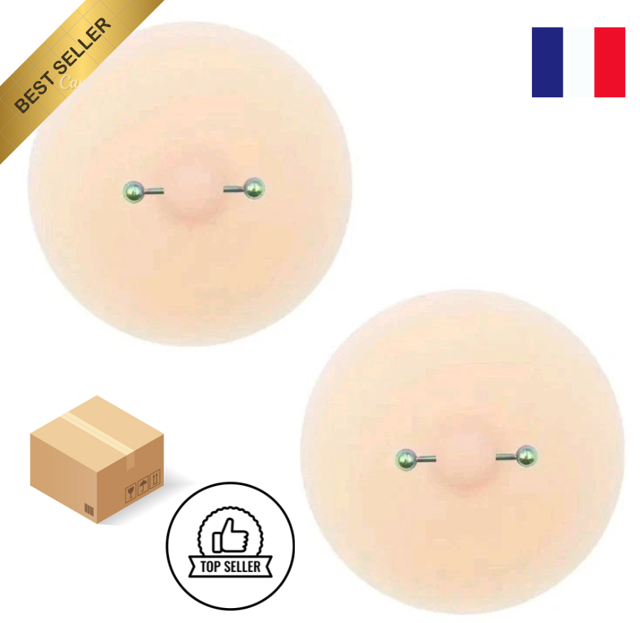 Paire de cache téton Piercing Piercer en silicone doux neuf, chair, forme ronde