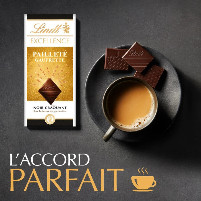 Tablette de Chocolat noir craquant gaufrette pailleté LINDT de 100g
