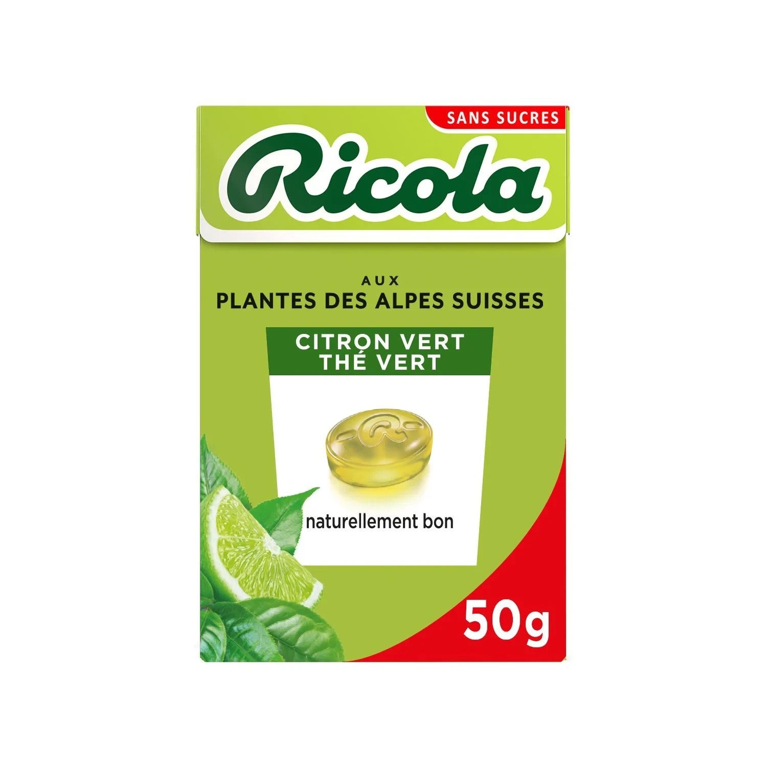 1 Boite Ricola citron vert thé aux plantes des alpes suisses boite de 52 Grammes