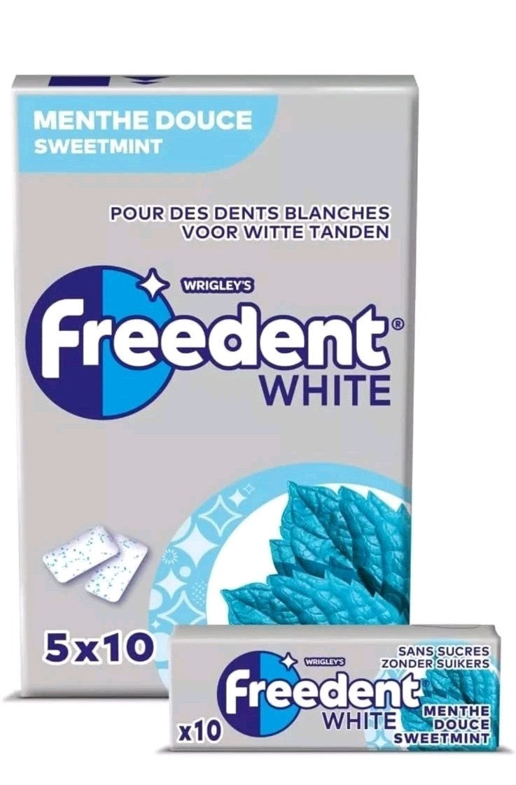 FREEDENT - Chewing-gum Menthe douce sans sucres - 5 paquets de 10 dragées - 70g