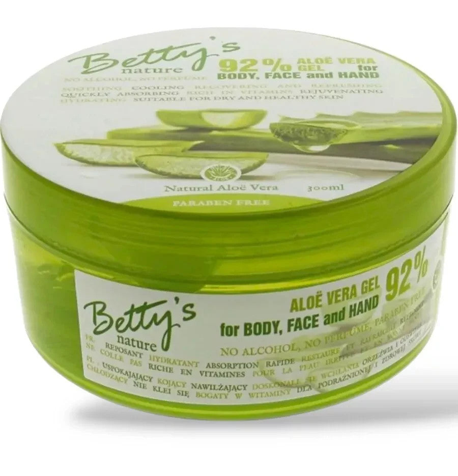 ALOÉ VERA GEL 92% BETTY'S - apaisant, sans paraben - 300ml, multi-usages