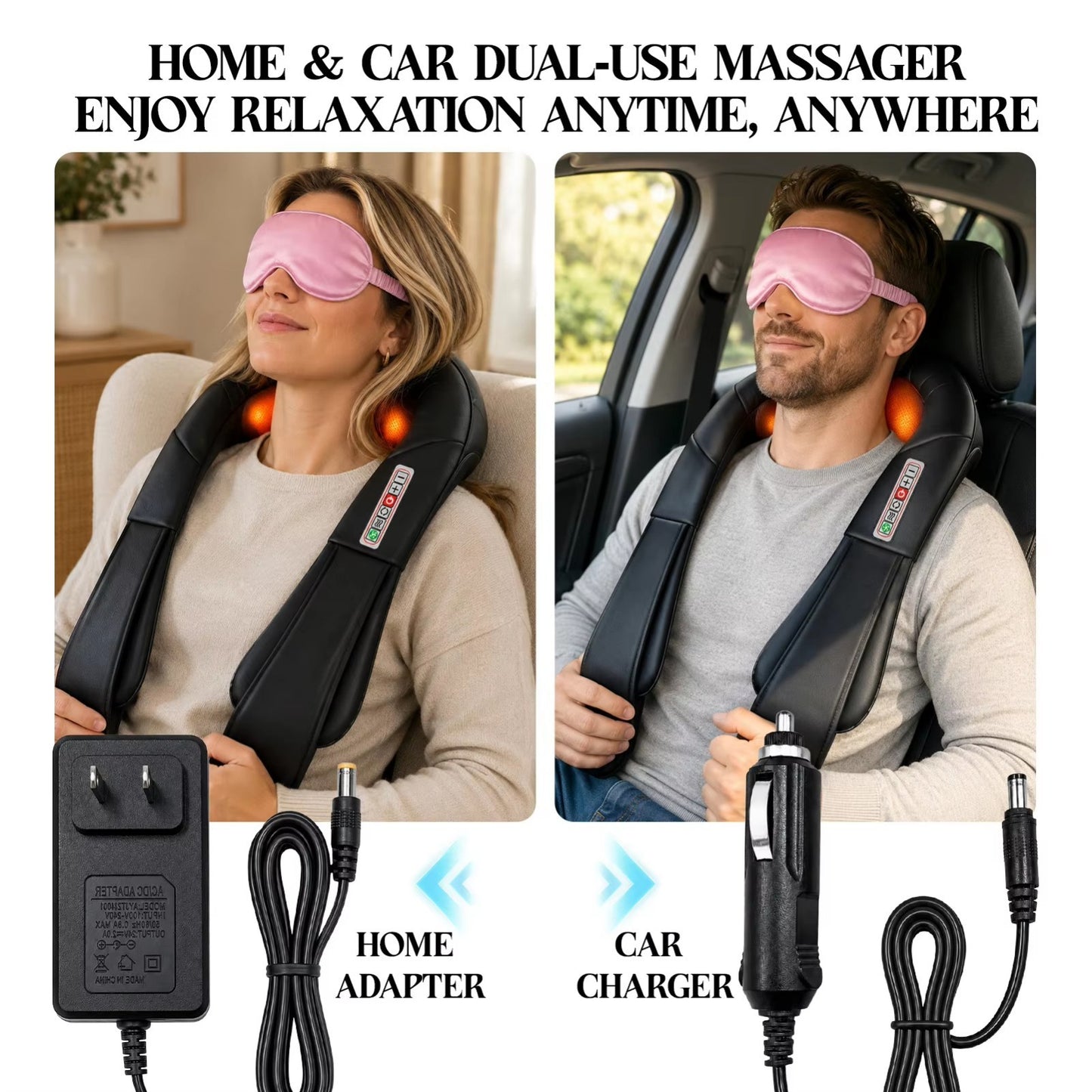 Shiatsu Back Neck and Shoulder Massager with Heat Deep Tissue 3D Kneading Pillow