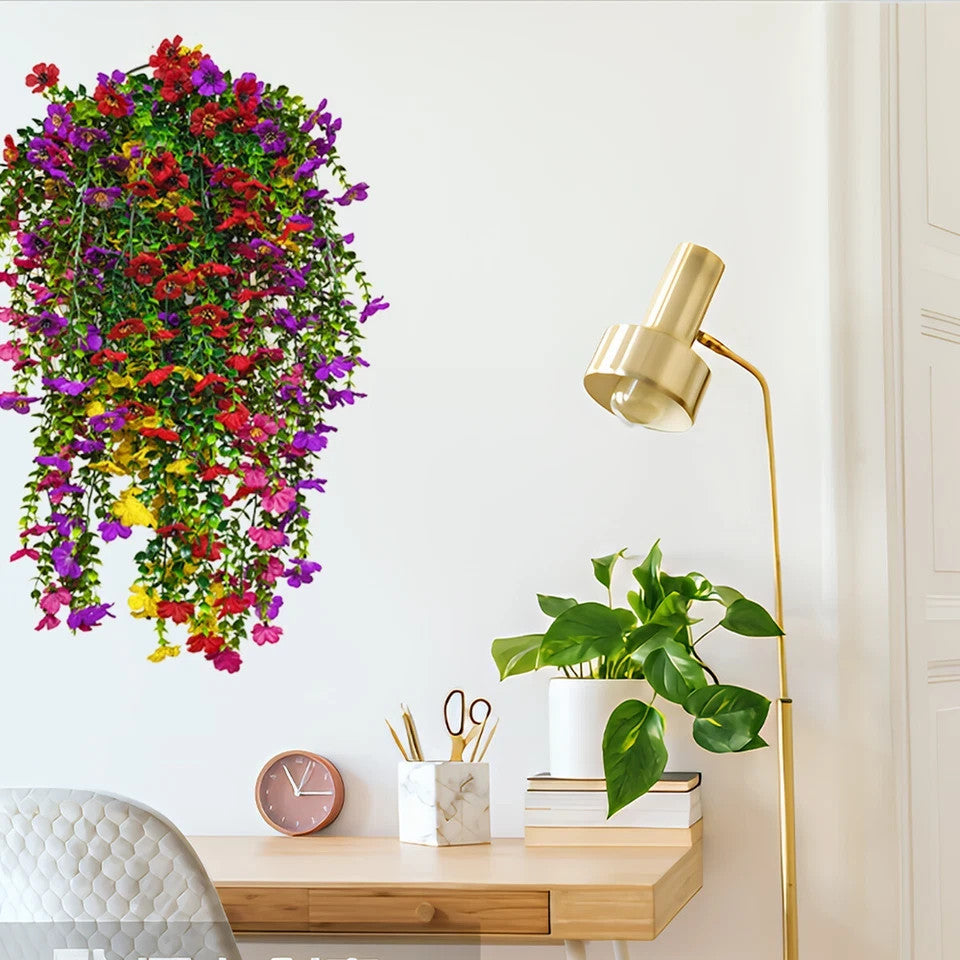 4Pcs Artificial Hanging Plastic Flowers UV Resistant Faux Plants Outdoor Decor .