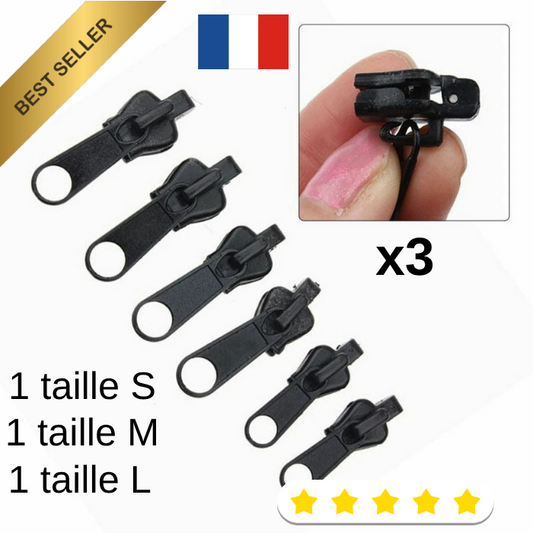 3 PCS Fermeture Eclair 3 Tailles Universel Instantané Réparation Remplacement