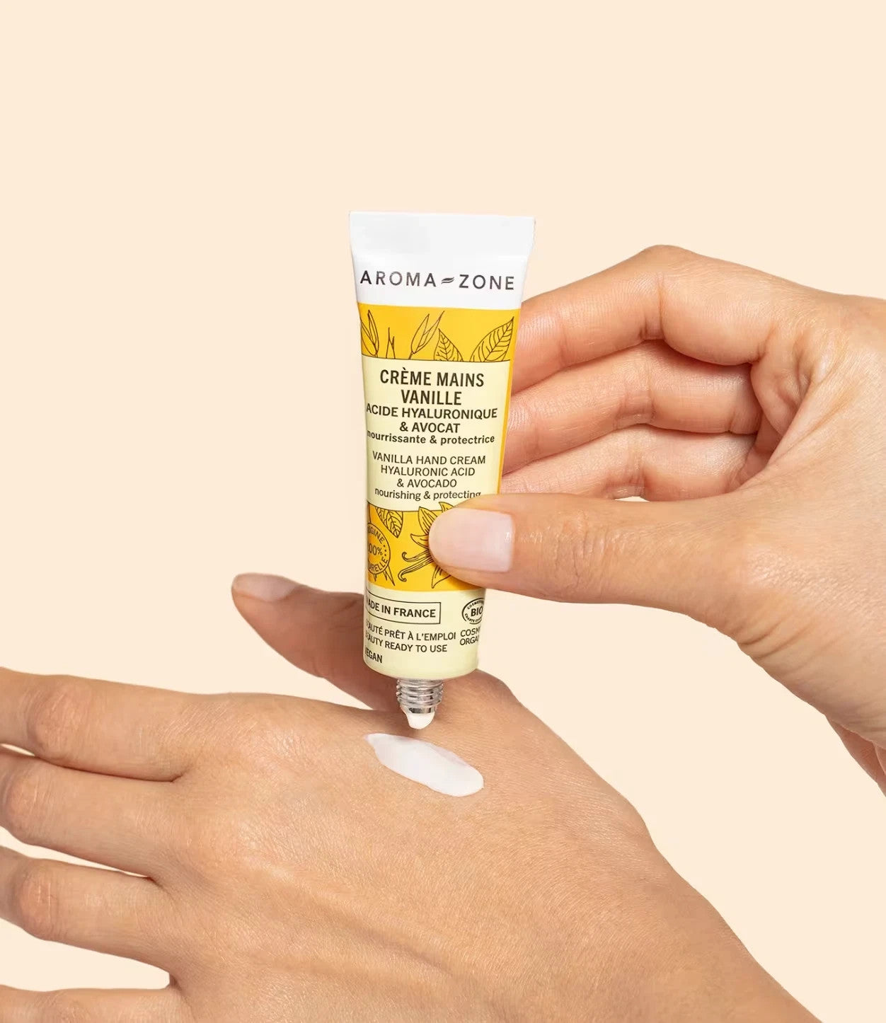Crème Mains BIO Vanille Avocat & Acide Hyaluronique Aroma Zone Nourrit & Protège