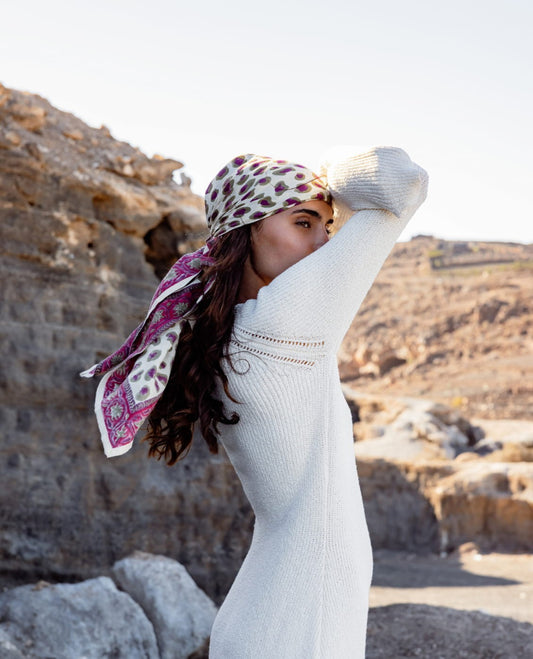 Foulard Léandro fuchsia - Maradji 100% Coton - Cheveux - Cou - Accessoire