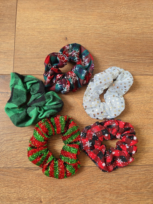 Élastique Chouchou De Noël  Cadeau Offre Fête Accessoires Cheveux Femme Fille X5