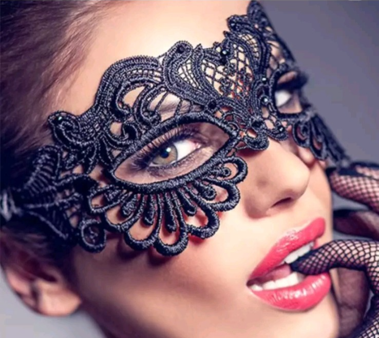 Masque en Dentelle Noire Sexy Accessoire pour Soirée Coquine et Déguisement