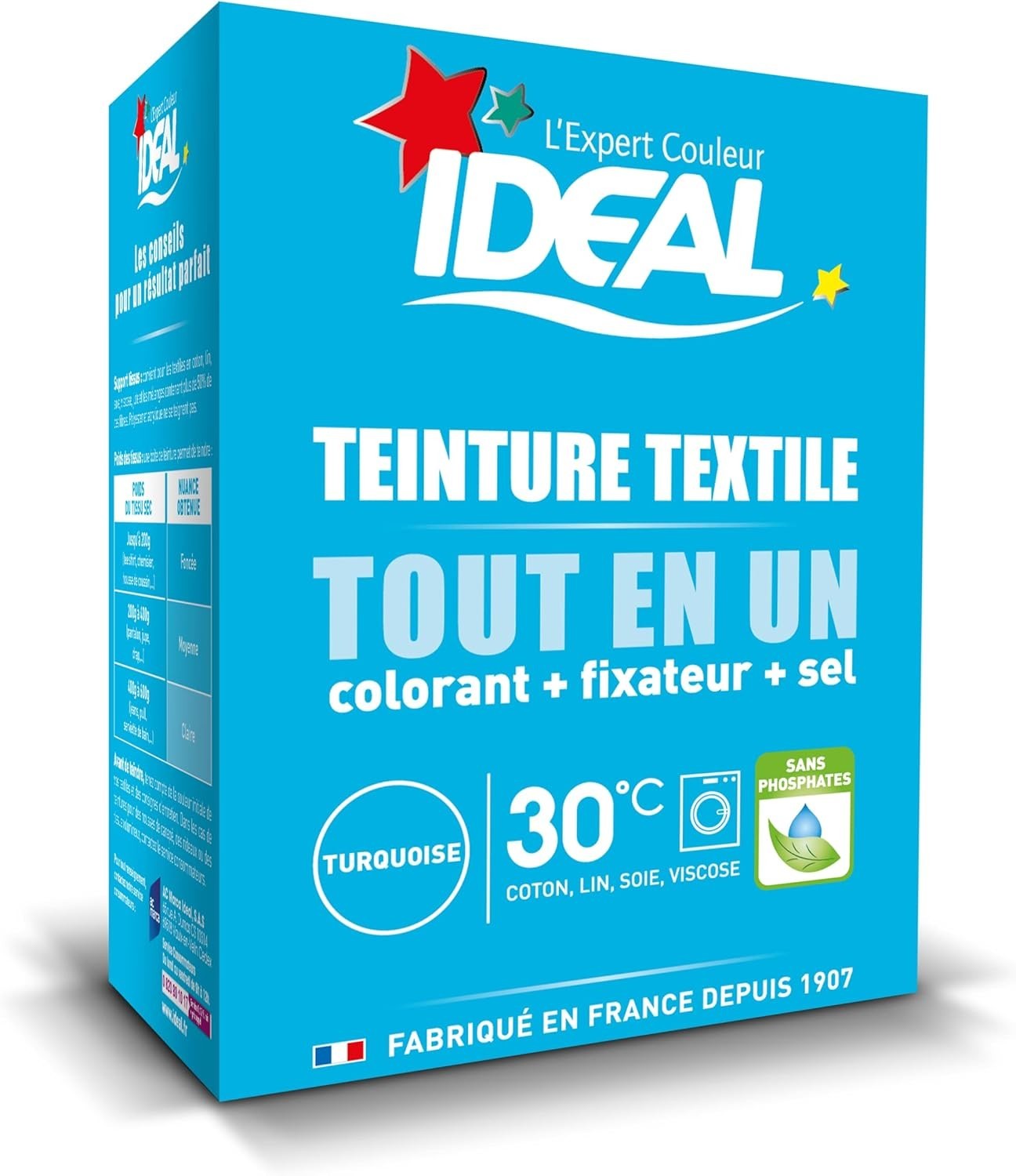 Ideal Teinture Textile Tout en un 230 g bleu clair colorant raviveur de couleur